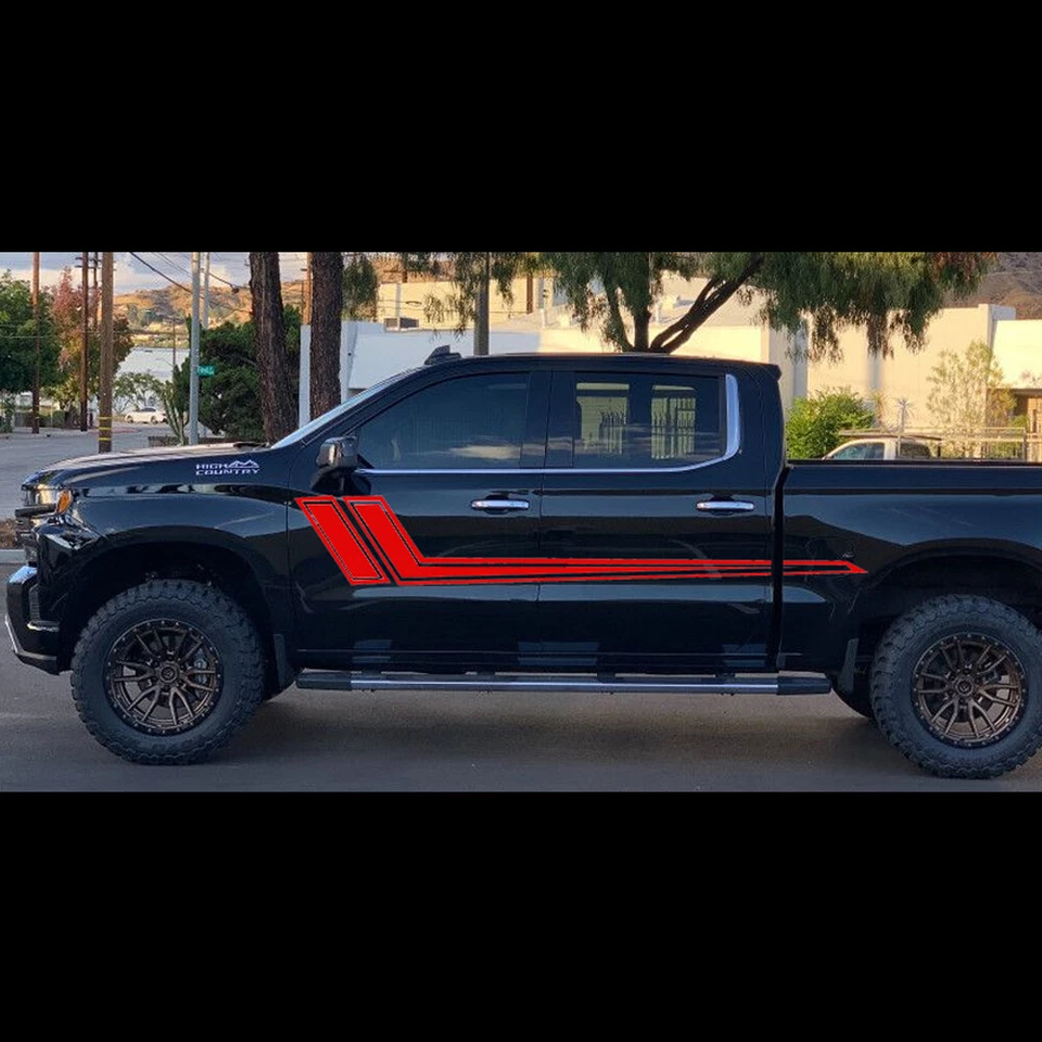 2x Red Sport Racing Car Side Body Fender Sticker Universal for Chevy Ram Ford - Image 4 of 4