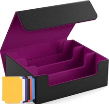 MTG Trading Card Storage Box Holds 1800+ Cards PU Leather Deck Case with Magnet