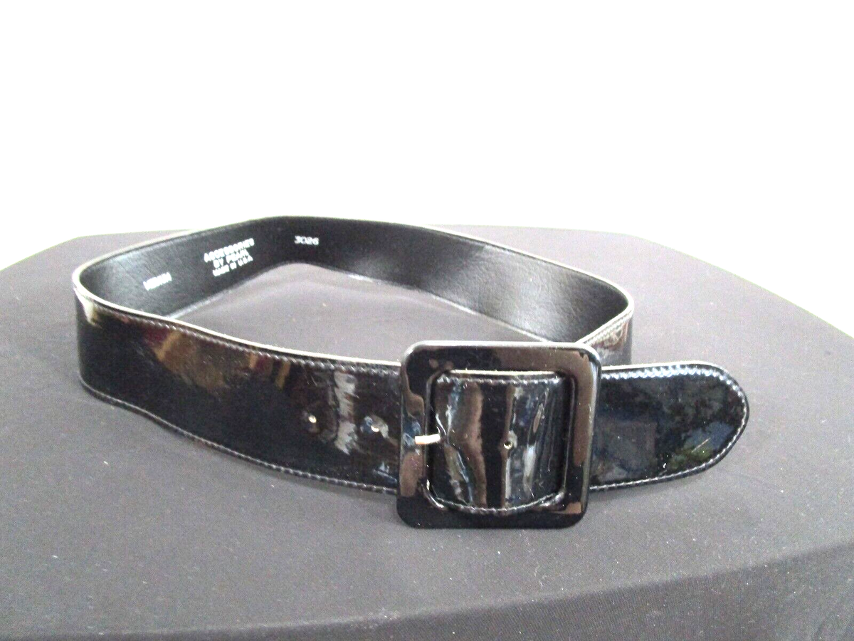 VTG Accessories By Pearl Black Patent Wide Belt Women Sz M  display picture 2