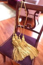 Nice Set of 2 Large Gold Metallic Rope Tassel Curtain/Drape Tie Backs, 39" Long