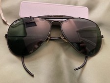 VINTAGE B L RAY-BAN BLACK  AVIATOR SUNGLASSES W/case Purchased 1987