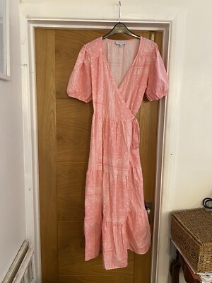 Never Fully Dressed Pink White Bandana Print Tie Side Wrap