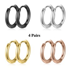 4 Pairs/Set Stainless Steel Hoop Earrings Huggie Cartilage Helix Earrings 6-20MM