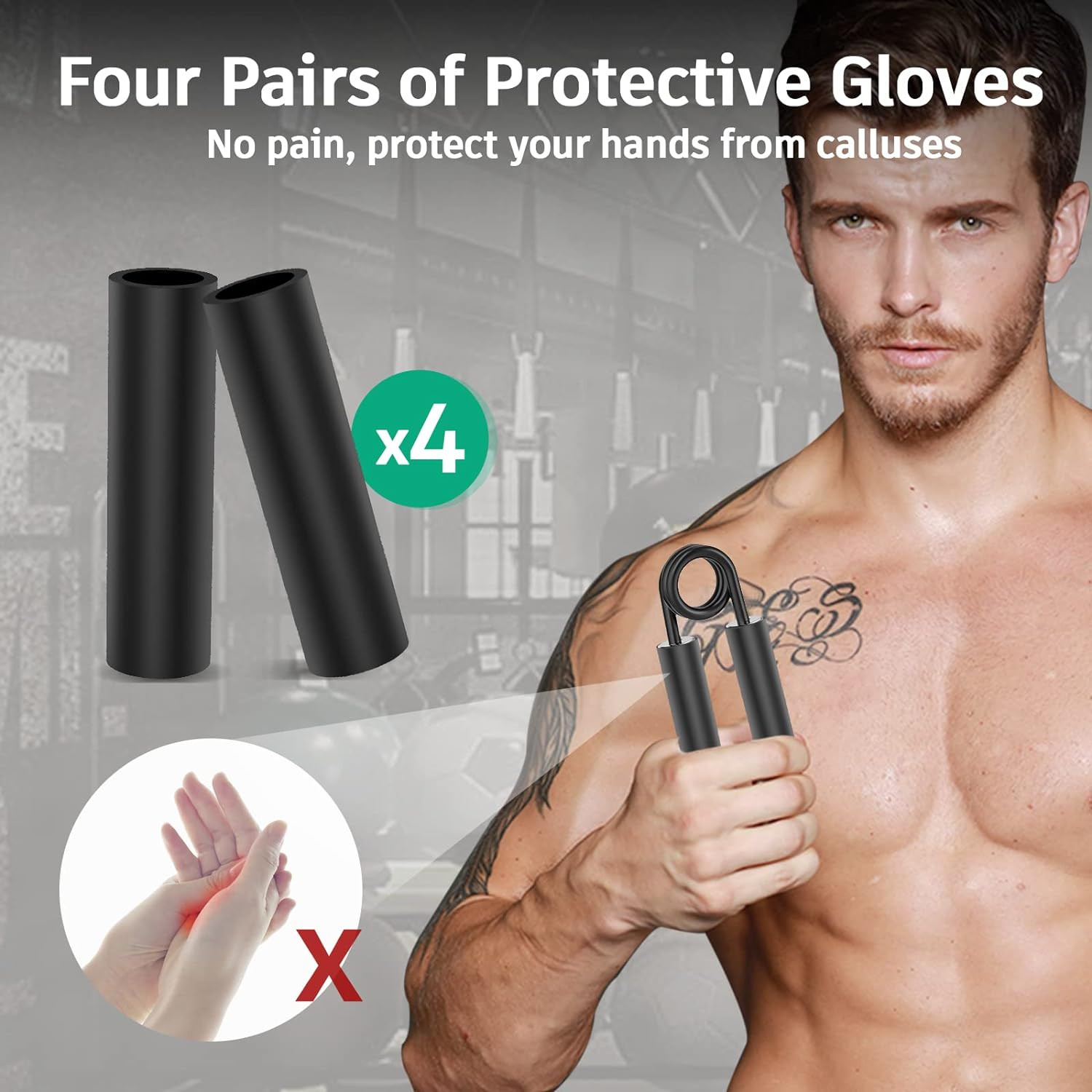 Grip Strength Trainer 4 Pack 50-200LB Metal Hand Grip Forearm Exerciser Non-Slip