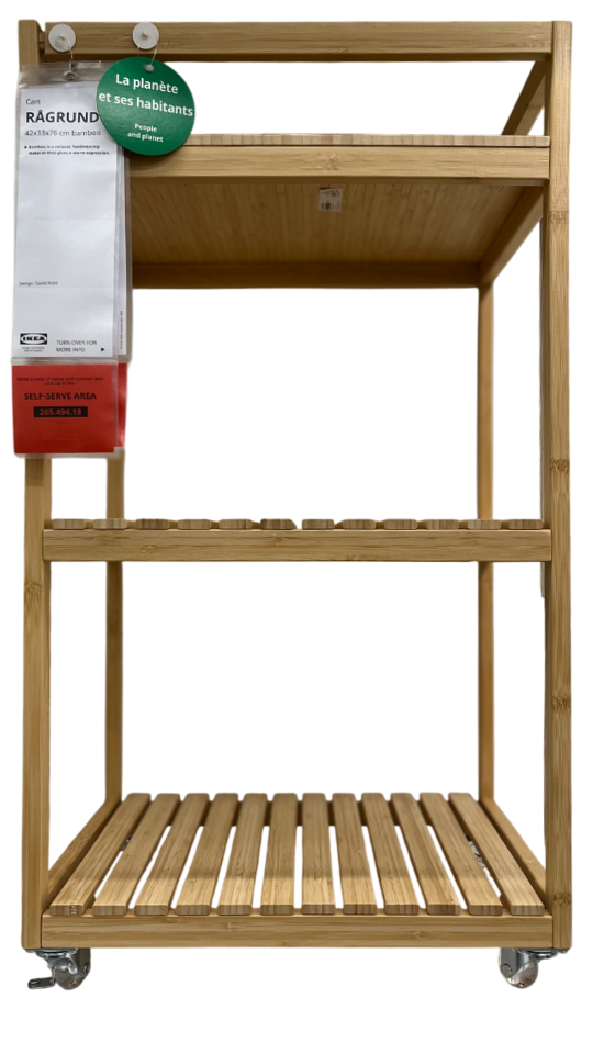 New IKEA RAGRUND Bathroom Bamboo Cart 42x33x76 cm (16 ½x13x29 ⅞