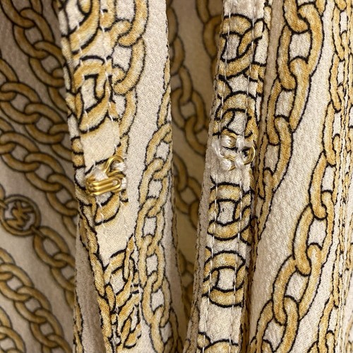 Michael Kors Bluse Creme Gold Kettenglieder Print V-Ausschnitt Wickeloptik vorne Stretch Gr. S - Bild 5 von 16