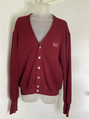 St. Croix Knits Cardigan Red Mens Size XLarge Pure Quanpaca Wool Baltusrol Vtg - Picture 18 of 21