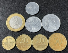 Vtg Lithuania Coin Lot 8: 1, 2 & 5 Centai, 2 Litai, 10, 20 & 50 Centu Nice Coins
