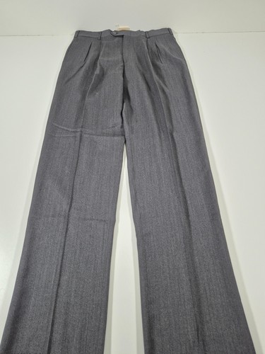 Krizia, VTG Krizia Dress Pants Mens 36x36 Gray Wool Herringbone Pleated Classic NWT