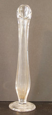 Clear Glass Flower Vase, Footed Single Bud Style with Tapered Rim