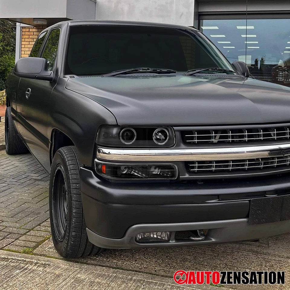 Fit 99-02 Silverado 00-06 Tahoe LED Halo Black Projector Headlights+Bumper Lamps Foto 3 de 4