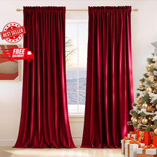 NICETOWN Christmas Red Velvet Blackout Curtains 84 inches Long 2 Panels for B...