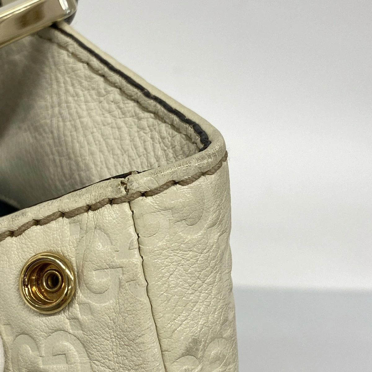 Gucci Guccissima Leather Tote Bag White Champagne Gold Made in Italy thumbnail 7