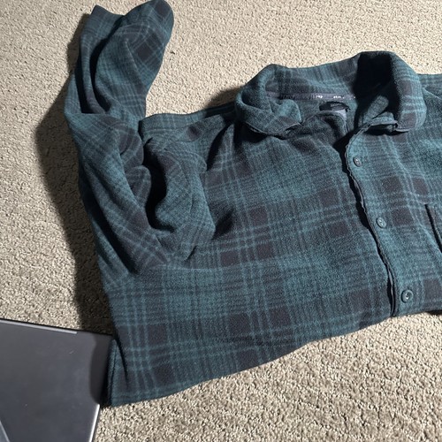 SKIMS Unisex Fleece Pajama Set Green Black Plaid L/Cozy Lounge Sleepwear - Picture 2 of 12