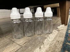 (Lot of 4) Evenflo Clear Glass Baby Bottle 4oz/125ml Made in Mexico Vintage
