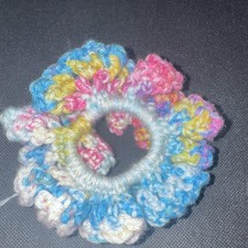 Hand crocheted scrunchie multicolor one size