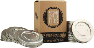 316 Stainless Steel Wide Mouth Mason Jar Lids - 12 Pack - for Storage, Dry Goods