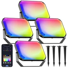 LED Flood Light, RGB Color Changing Flood Lights Outdoor, Smart Low Voltage L...