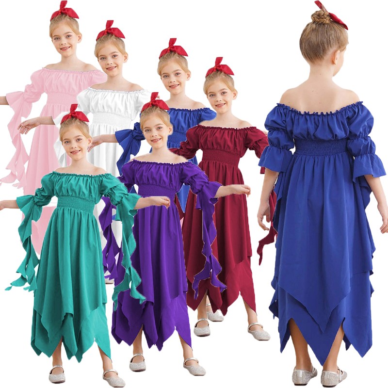 Kids Girl Dresses Cut Costume Theme Party Dress Renaissance Cosplay  Performance | eBay
