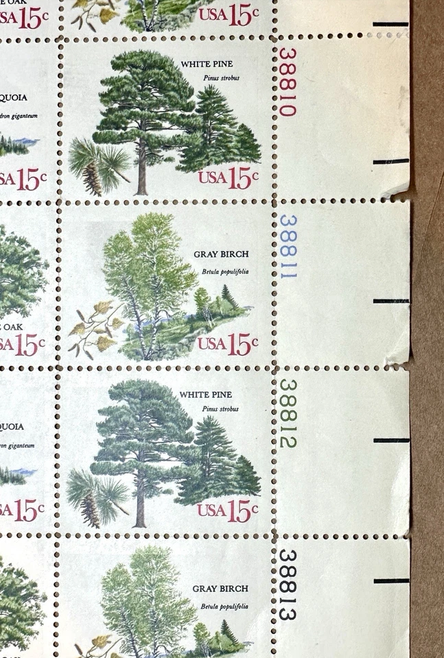 American Trees Sheet of Forty 15 Cent Postage Stamps From 1978 - Image 3 of 4
