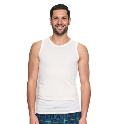 3 Pack Mens Wool Blend Thermal Underwear Singlet Vest Beige