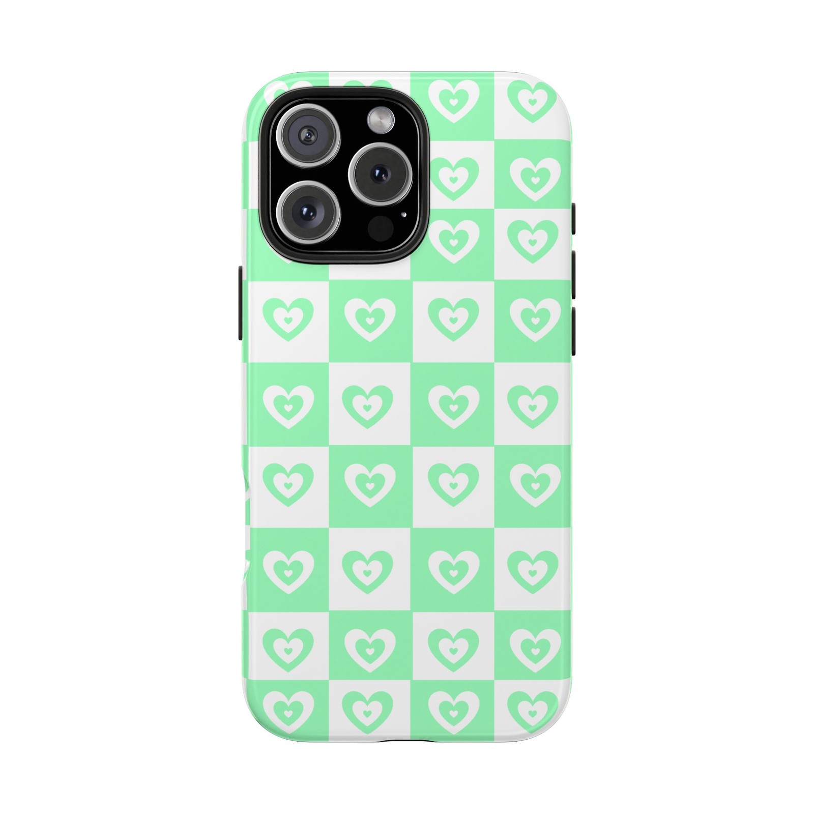 Mint Checkerboard Heart Phone Case | Tough Phone Cases