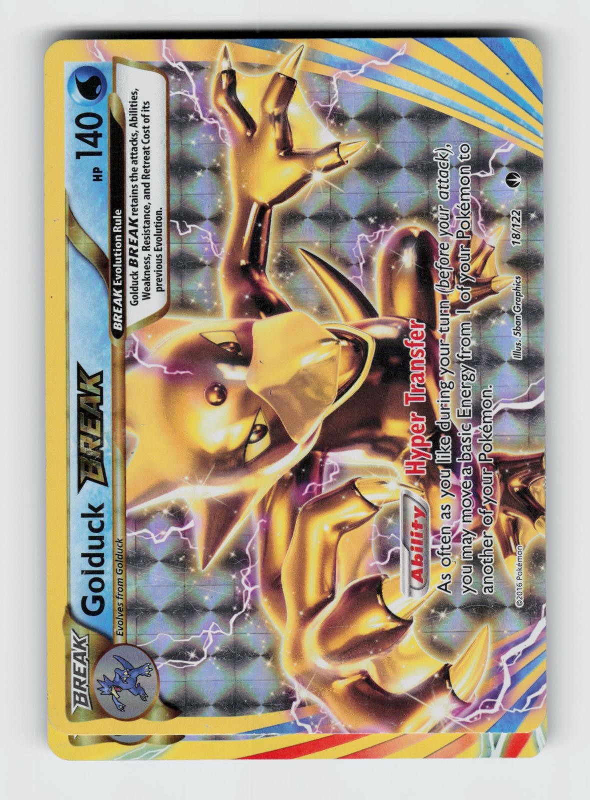 Golduck BREAK 18/122 Holo BREAK Rare BREAKpoint Pokemon 2016 LP Graphics