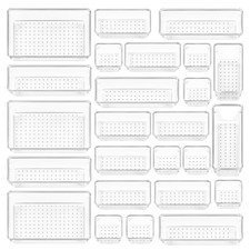 Vtopmart 25 PCS Clear Plastic Drawer Organizers Set, 4Size Versatile Bathroom...