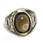 Yemen Agate Aqeeq protection eye vintage sterling silver lotus ring size 6.5
