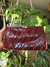 Vintage Jane Shilton Genuine Snakeskin Handbag Burgundy Oxblood | Made in Englan