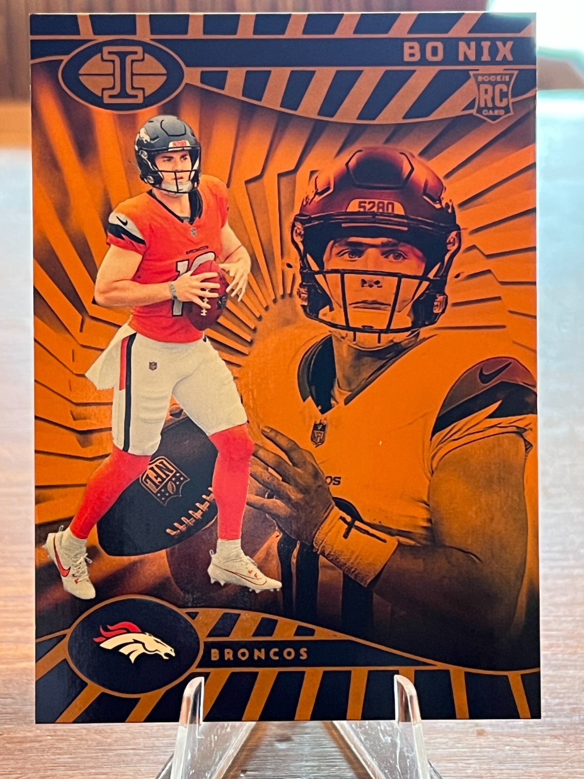 2024 Panini Illusions #22 Bo Nix Orange Trophy Collection [RC] Denver Broncos