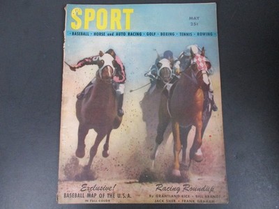 Vintage May 1947 SPORT Magazine w/Horse Racing Roundup Cover VTG