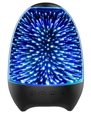 Night Light Bluetooth Speaker, 3D Glass Music Bedside Table Lamp with 7 Color...