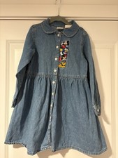 Disney Girls Vintage Denim Embroidered Dress