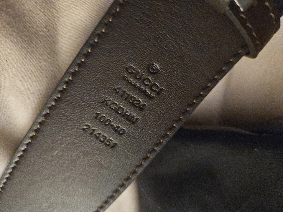 Cinturón de cuero Gucci GG Marmont Supreme dorado/gris talla 100 cm Foto 3 de 4