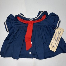 Vintage CI Castro Co Baby Girl Blue Sailor Dress Size 3 Months With Hang Tag