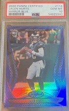 2020 CERTIFIED MIRROR BLUE JALEN HURTS #114 ROOKIE~ 71/75~PSA 10~MINT SLAB~POP 6