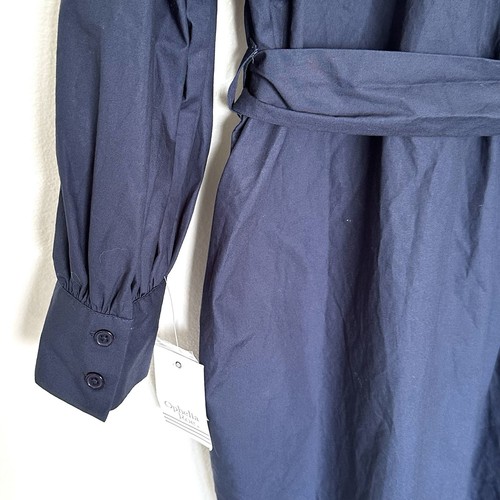 Ophelia Roe Women’s Shirt Dress XL Navy Blue Cotton Button Up Pockets Belt NWT - Picture 8 of 11