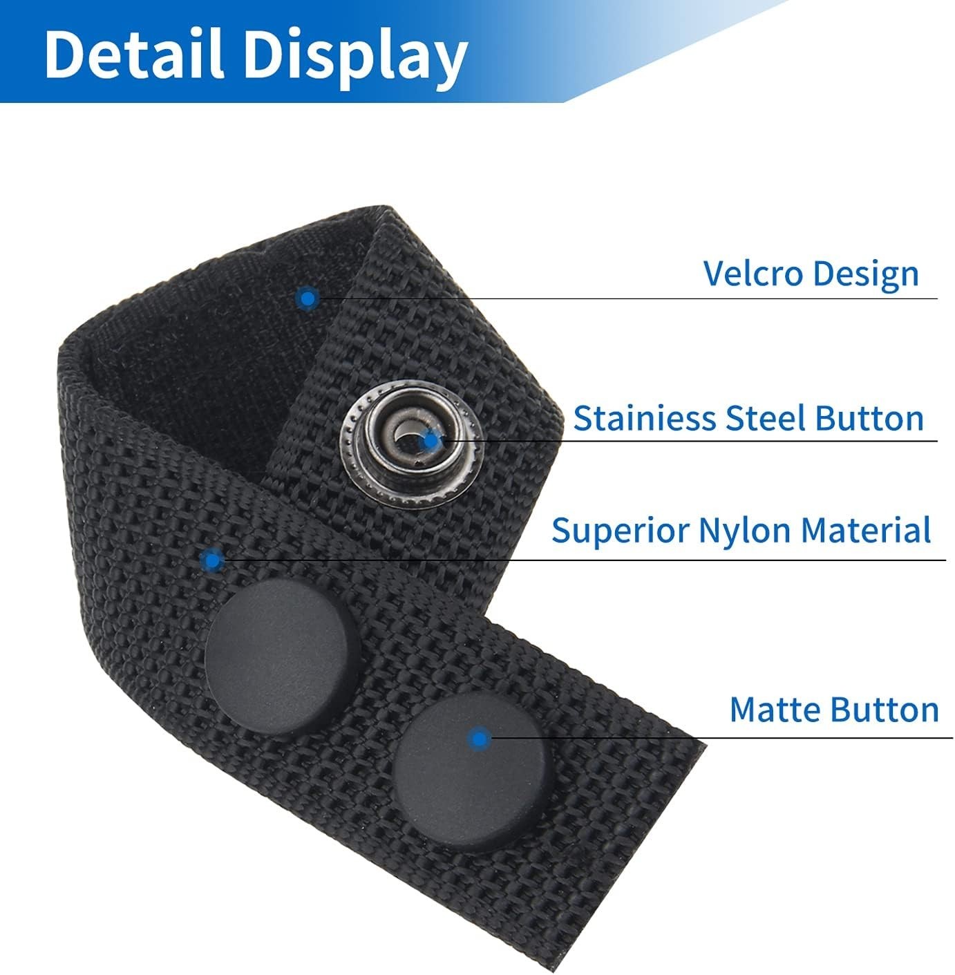 8-Pack Tactical Belt Keepers for Duty Belts - 1000D Nylon with Double Snaps