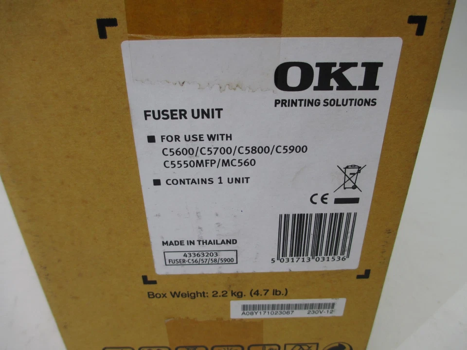 UNIDAD FUSOR OKI PARA C5500/C5600/C5700 C6000/C6100/MC560 43363 T5-C1 Foto 3 de 4