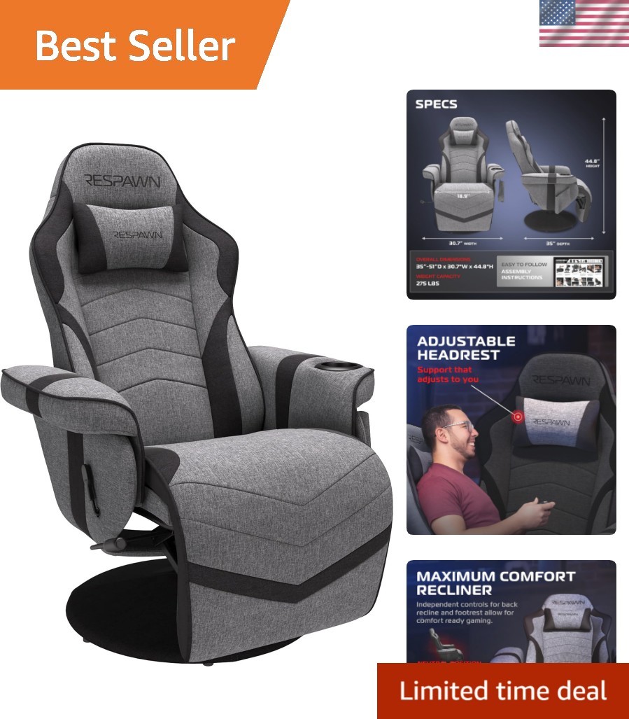 900 Console Gaming Recliner with Footrest and Lumbar Support - Comfortable Er...