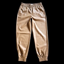 Babaton Aritzia Brown Faux Leather Vegan Jogger Pants Size Small Elasticated