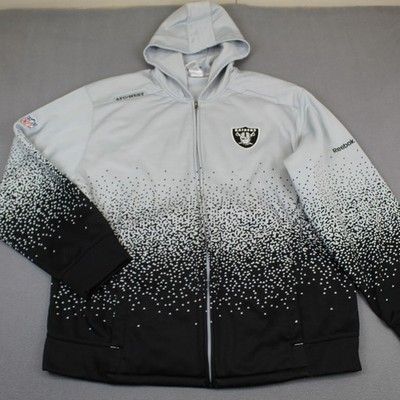 Oakland Raiders Jacket Mens 2XL Gray Black NFL Football Reebok OnField Hooded