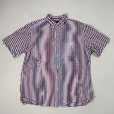 Lands End Men s Large 16 16.5 Traditional Fit Seersucker Button Shirt Pink Red