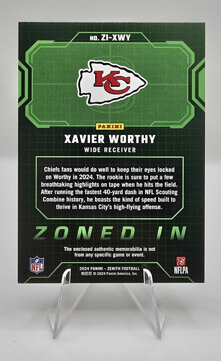 2024 Panini Zenith Xavier Worthy Zoned In Patch SP - Chiefs | eBay