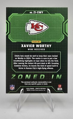 2024 Panini Zenith Xavier Worthy Zoned In Patch SP - Chiefs | eBay