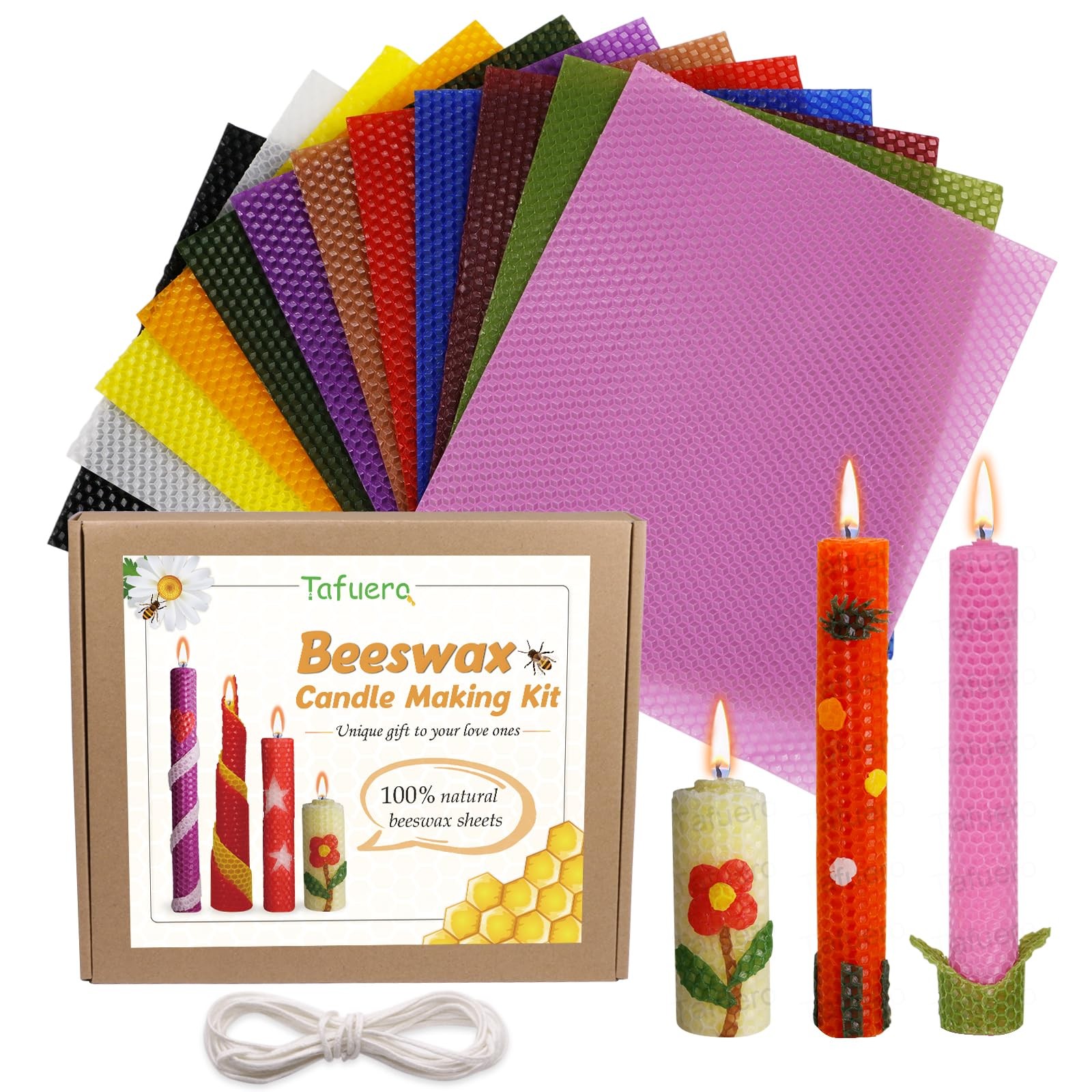 Beeswax Honeycomb Candle Sheets,12pcs Beeswax Candle Making 