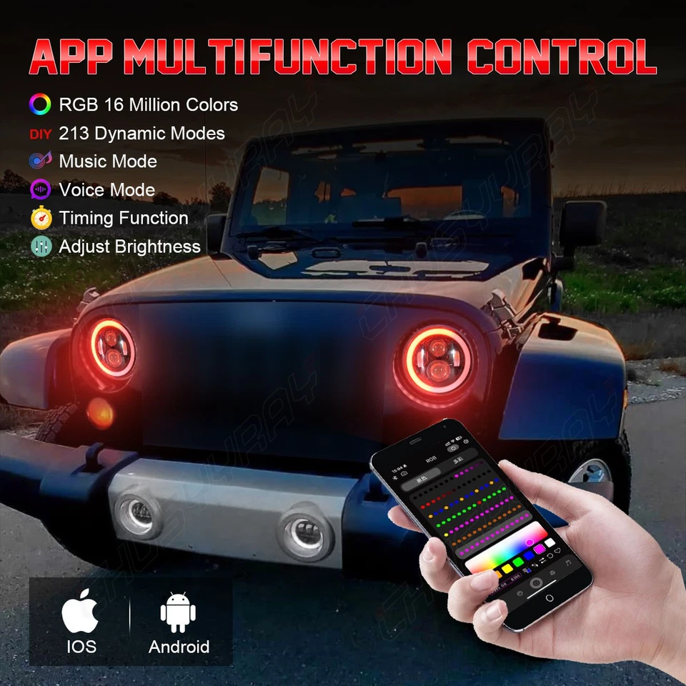 Par de faros LED redondos de 7 pulgadas para Alfa Romeo Spider 1988-1994 Plymouth Foto 4 de 4