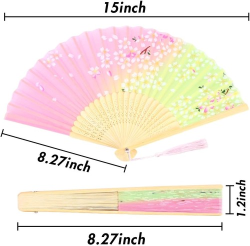 JOHOUSE 4PCS Folding Hand Fans, Held Fans for Women medium, Multicolor - Picture 2 of 6