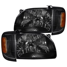 Fits 2001-2004 Toyota Tacoma Black Headlights+Signal Corner Parking Lamps 01-04